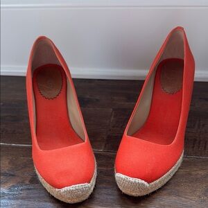 J. Crew Orange Espadrilles with Rounded Toe and Slip-On Style